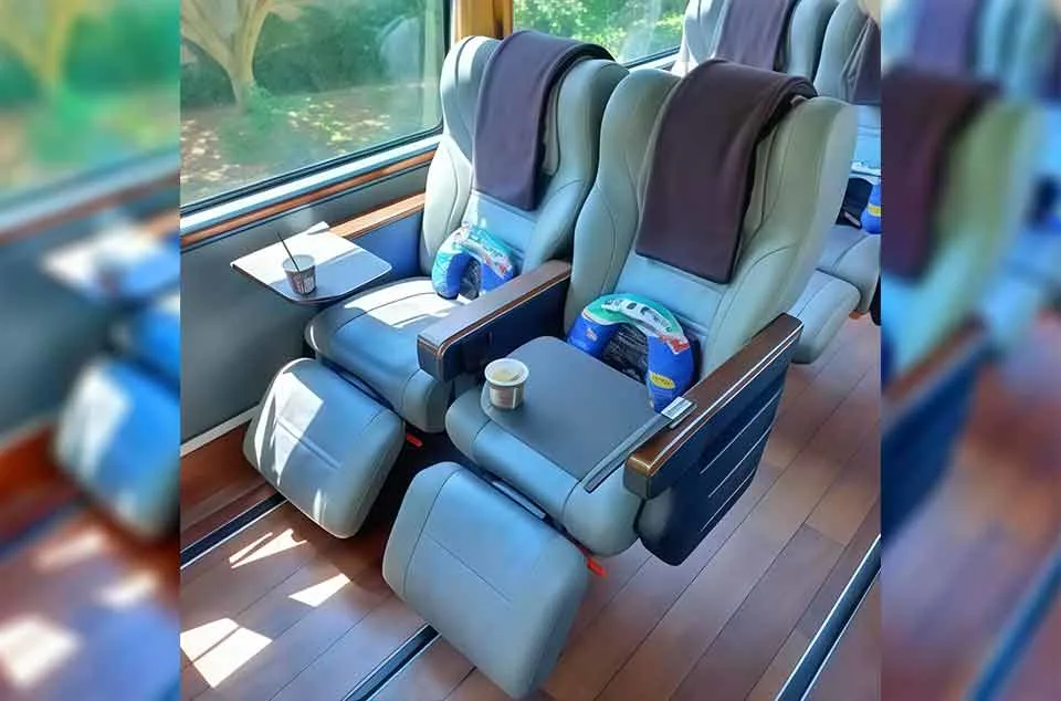 bus di Bekasi dengan cup holder dan meja lipat