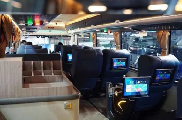 bus pariwisata Depok dengan AVOD terbaru