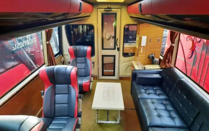 bus pariwisata dengan minibar dan karaoke