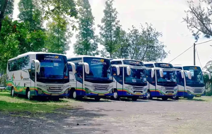 harga sewa bus medium ke Puncak Bogor terbaru